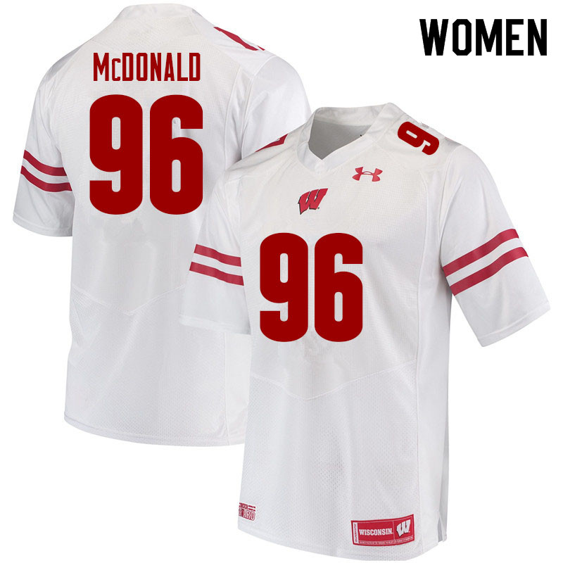 Wisconsin Badgers Women's #96 Cade McDonald NCAA Under Armour Authentic White College Stitched Football Jersey ZQ40A02FN